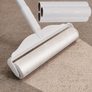 [24CM]Sticky Lint Roller Detachable Rod Floor Lint Roller Long Pole Sticky Roller Mop Dust Sticky Hair Pet Fur Remover