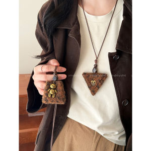 Golden Bear Plush Necklace Womens Style Long Sweater Chain Autumn Winter Fashion Accessory Versatile Daily Wear Single Layer