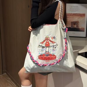 Mztkin Work Clothing Star-like Spring Environmental-Friendly Embroider Shopping Bag Large Capacity Buyer One Shoulder Crossbody Bag
