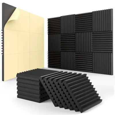 12 Pack Acoustic Panels Self-Adhesive 1X12X12 Inchs Soundproof Wall Panels Quick-Recovery Sound Proof Foam Panels High Density