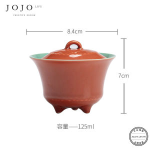 Creative Handmade Ceramic Tri-legged Cauldron Cover Bowl Jingdezhen Red Jing Palace Red Traditional Chinese Ceramics Tea Set