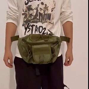 Mens Waterproof Sports Waist Pack Multiple Pockets Outdoor Exercise Belt Bag