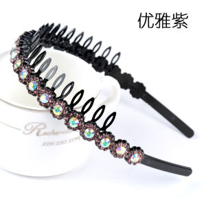 Korean Style Fashionable Water Diamond Hairband Anti-Slip Hair Clip Gear Design Simple Hair Accessories Hairband Face Wash