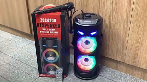 ZQS 4239 Dual 4" 16W Bluetooth Speaker Super Bass KTV Karaoke Trolley Wireless Speaker with LED MIC