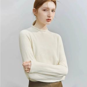 HUOLISI | Soft Warm Inner French Style White Turtleneck Woolen Knitwear