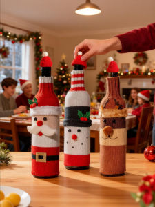 BEAUTY IN THE LIGHT | Christmas Santa Wine Bottle Cover Decorations