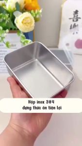 Hộp đựng thực phẩm tủ lạnh khay đựng bảo quản thực phẩm kèm nắp nhựa chất liệu inox 304 dùng được cho lò vi sóng. HopInox
