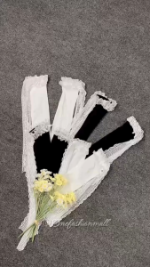 ONEFASHIONMALL Kaos Kaki Renda Ruffle Lace Lolita Cosplay Jepang Korea Socks Panjang Pita KK020