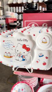 จาน ชาม ถาดหลุม แก้วน้ำเด็ก เมลามีน คิตตี้ ลาย คิตตี้ ฟรีบ็อกซ์ (Kitty freebox)