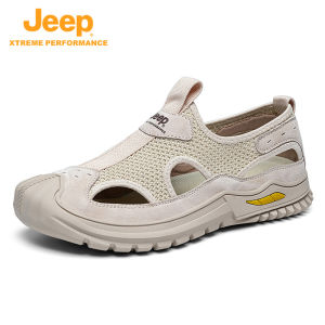Jeep | Jeep Mens Summer Breathable Hollow Out Toe Sandals Lightweight Anti-slip Wear-resistant Hiking Shoes Comfortable Lazy Shoes