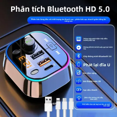 MO DE FA | Đầu Sạc Xe Hơi Tốc Độ Nhanh với USB và Bộ Nhận Bluetooth