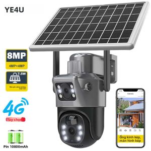 Camera Wifi Năng Lượng Mặt Trời 4K 8MP Với Hai Ống Kính Và Hai Màn Hình Camera An Ninh Ngoài Trời PTZ Với Chức Năng Phát Hiện Chuyển Động PIR
