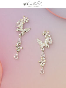 Long Tassel Butterfly Flower Forest System Flowing Ear Cuff No Piercing Multi-Wear Fairy Atmosphere Butterfly Ear Studs