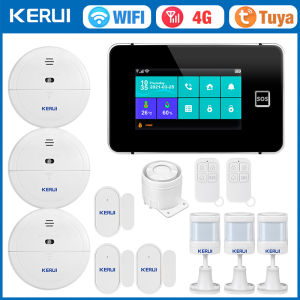 Kerui | KERUI Home Alarm System WiFi+4G GSM Burglar Alarm System with Phone App Alarm 120dB Alarm Siren Compatible for Home Office G64B