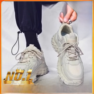 Mens Casual Sport Shoes Black Worksite Anti-slip Wear-resistant Running Fashionable Dad Shoes Korean Style round Toe Mesh