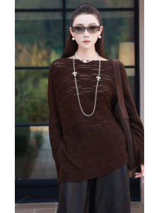 YUFUQING | เสื้อถักแขนยาวสไตล์ฝรั่งเศสสำหรับผู้หญิงในฤดูใบไม้ร่วง ทรงหลวม คอตั้ง ทรงหลวม แขนยาว ปกโปโล คอตั้ง เสื้อถัก