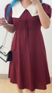 4996 Viveca Collar Midi Dress Wanita | Korean Midi Dress