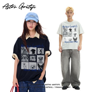 Áo Thun Cotton Nam in Hình Chó Cổ Điển Artso Gretifi 300G Nine Grids Thường Ngày Mùa Hè Thường Ngày Cổ Tròn Tay Ngắn