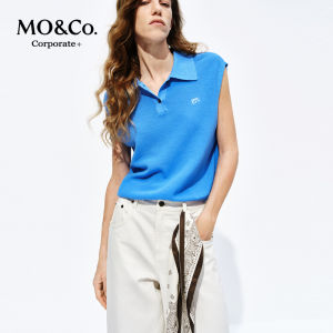 MO&Co. | Light Thin Linen Blend Sleeveless Wide Shoulder Knitwear