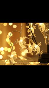 Eid Mubarak Decoration LED Stars and Moon LED Strip Lights Battery Power for Ramadan Home Party Holiday
