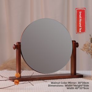 Elegant Wooden Desktop Makeup Mirror Large Size Bathroom Mirror Beauty Care Mirror Rotatable Vanity Mirror for Personal Use