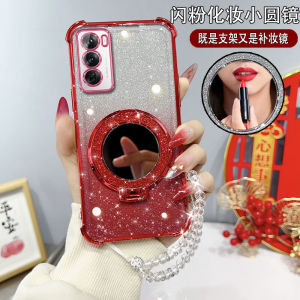 Oppo Reno12 pro Womens Style Silicone Phone Case with Mirror Anti-Fall Protection Creative Fashionable Eco-Friendly Design