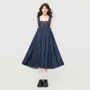 Keiko | Đầm Dạo Phố Jean Selvedge Thô với Flounce