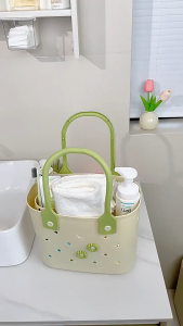 Portable Shower Basket Hand Carry Wash Basket Bathroom Gym Waterproof Bathing Storage Basket Bag Plastic Baskets