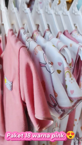 Paket 18pcs Setelan Baju Bayi Celana Baru Lahir Gift Set Baby Seri PINK POKA ZPH02