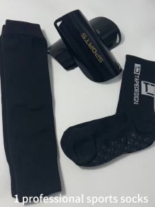 Football Gear Kit 3Pcs Soccer Protective Training Equipment Breathable Sleeves Calf Sleeves Silicone Grip Socks Sports Set
