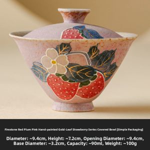SHUANGYU | Red Ceramic Covered Bowl Tea Set for Home and Guests