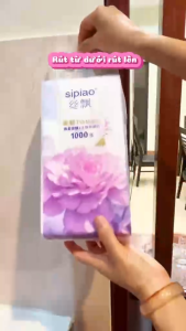 Thùng 10 Bịch Giấy Treo Đa Năng SIPIAO Hoa Mẫu Đơn Khăn Rút Treo Tuờng 4 Lớp mỗi bịch 1000 Tờ Tặng Kèm Móc Treo