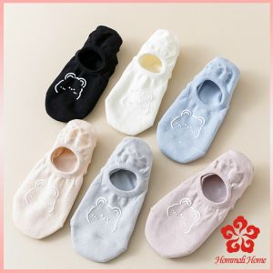 ถุงเท้าผู้หญิง สีลูกกวาด ถุงเท้าข้อสั้น ผ้านุ่มใส่สบายเพ้นท์น้องหมีน่ารัก เช่น แมวเชิงปลา ราคา 60-80 บาท