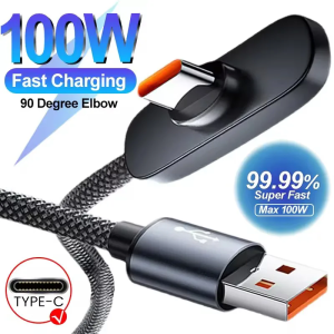 100W Cable 10A USB-C To Type-C Super Fast Charging Cable Right Angle 90° Data Cord Phone Charging Data Cable Convenient Gaming
