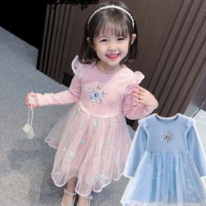 Kids Little Princess Dress Cinderella Dress Beautiful Minimal Design Party Cotton Dress for Girls 1-9 Years Old