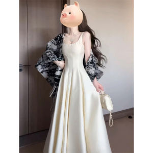 Miu Style QianJin Wind Long Dress Two-Piece Set High Waist Strapless Gown Elegant Ladylike Korean Version Spring Summer