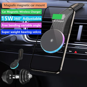 For Magsafe Car Mount Charger 15W Wireless Car Charger Phone Holder Magnetic Car Dash Mount for iPhone 15 14 13 12 Pro Plus Max Bendable Titanium Alloy for All Dashboard Windshield