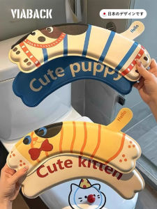 Adorable Cat Toilet Seat Cover Roll up Waterproof Sticky Plastic Toilet Mat Viaback Japanese Style Cartoon Adult Bathroom Tool