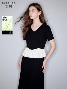 3COLOUR·S | V Neck Color Block Elegant Slimming Plus Size Womens Dress
