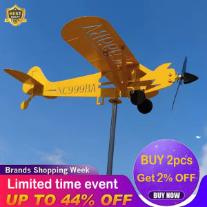 ⭐️【High Quality+In Stock】⭐️3D Wind Spinner Plane Metal Airplane Weather Vane Outdoor Roof Wind Direction Indicator WeatherVane Garden Decor