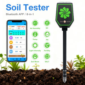 Smart Multifunctional 8 in 1 Soil Meter pH EC Salt Fertility Moisture Air Humidity Temperature Light Intensity Tool App control