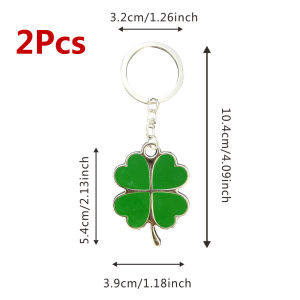 2pcs lucky four-leaf clover key chain creative car key chain pendant for men and women couples creative ring chain personality