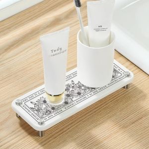 Hard Silicon Dendroid Toothbrush Holder No Drilling Bathroom Hotel Washstand Water Absorbent Anti Slip Pad Toilet Accessories