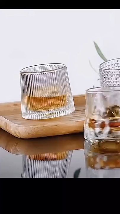 Ll Diamond Rotating Whiskey Glasses Spin Rotating Tumbler Glass Bar Cup Foreign Wine Water Cup 3431