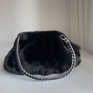 Lint-Free Thickened Mink-like Ruched Clouds Fur Bag Womens Fall and Winter Retro Style Underarm Shoulder Bag Chain Womens Bag