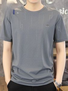 ROMON | Lormen Round Neck Short Sleeve Ice Silk Casual Thin T-Shirt Men Summer Breathable Cool Feeling Half Sleeve Fashionable Top