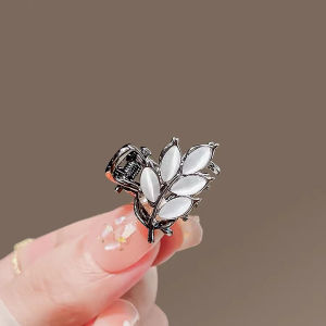 Exquisite Opal Leaves Mini Hair Clip Womens Bangs Side Clip Small Size Exquisite Metal Hairpin Summer Girl Headwear