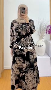 MIDI DRESS RAYON JUMBO / GAMIS RAYON PREMIUM MOTIF BUNGA TERBARU KEKINIAN GAMIS ZR Terlaris Ld 110 Pb 125 Katun Flowy ZARA