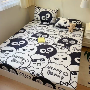 ผ้าปูที่นอนกันไรฝุ่น ชุดผ้าปูที่นอน(ฟรี2 ชิ้น ปลอกหมอน)มี3.5ฟุต/5ฟุต/6ฟุต ผ้ารองกันเปื้อนที่นอน รัดมุม360° ระบายอากาศ