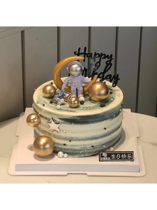 Moon Astronaut Cake Decoration Ornaments Space Explorer Planet Cosmic Birthday Theme Props Astronaut Figure Space Decoration